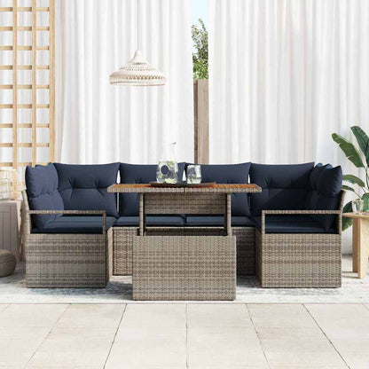 Tuin Sofa Set Met Kussen 7 Pcs En Marineblauw