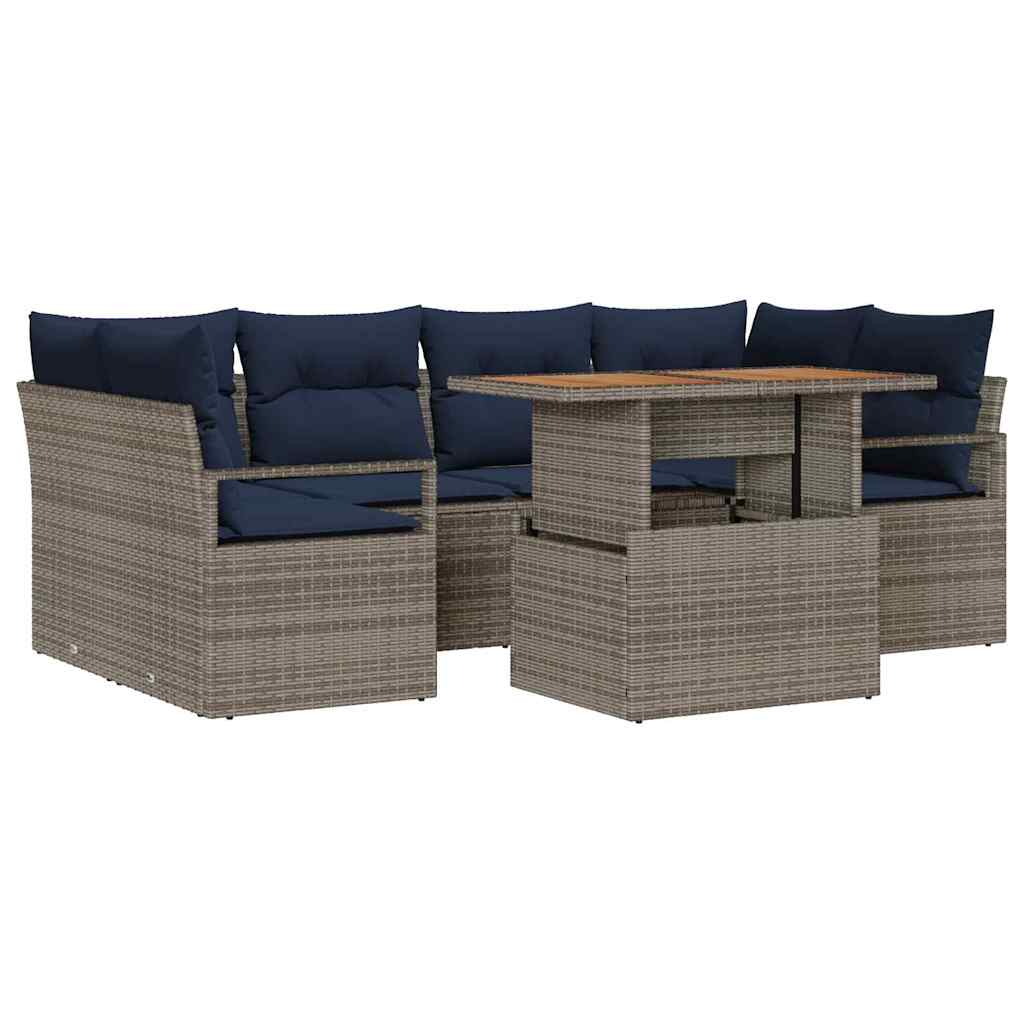 Tuin Sofa Set Met Kussen 7 Pcs En Marineblauw