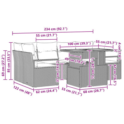 Tuin Sofa Set Met Kussen 7 Pcs En Marineblauw