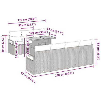 Tuin Sofa Set 8 St 7-Aantal Zitplaatsen
