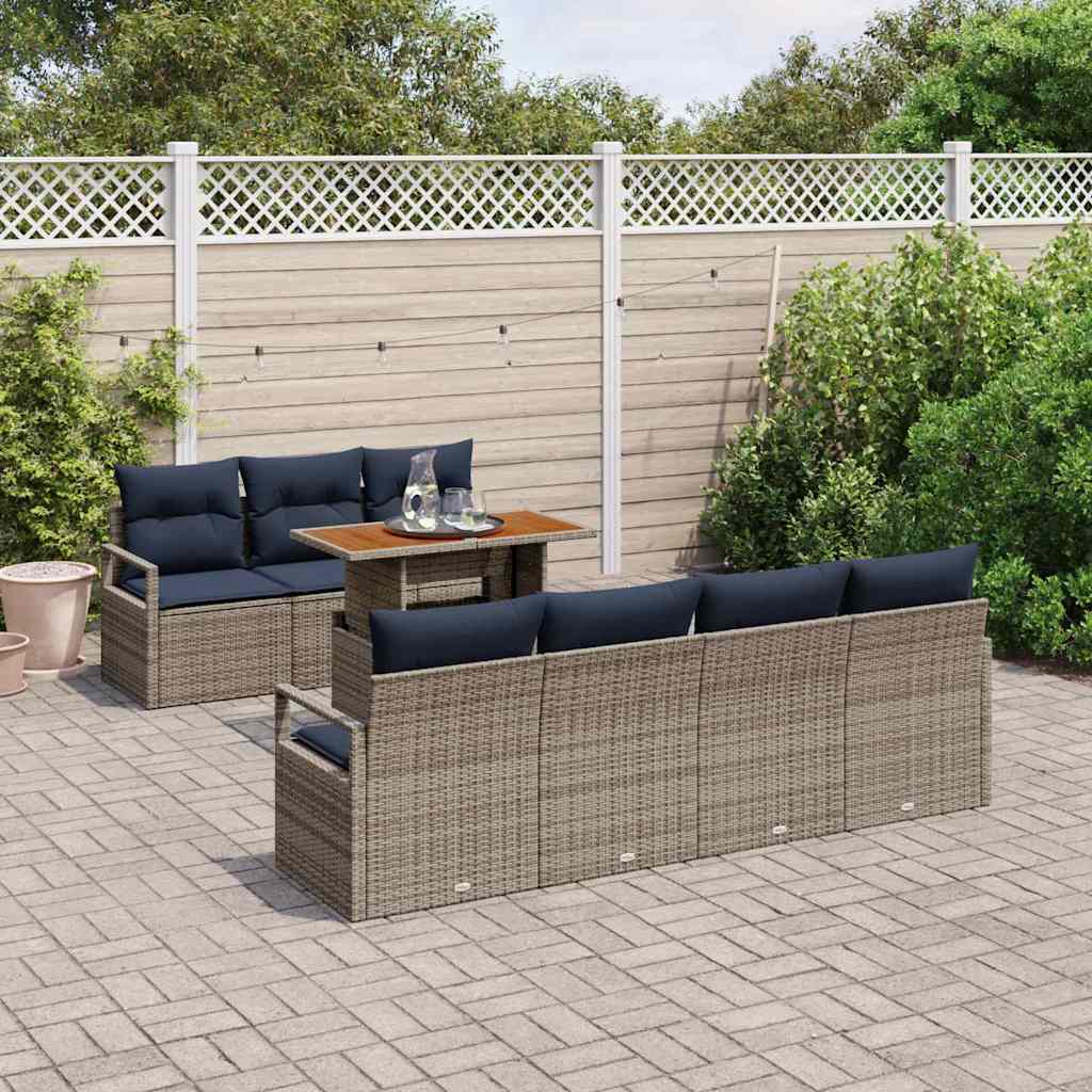 Tuin Sofa Set Met Kussen Met Kussen 8 Pcs En Blauw
