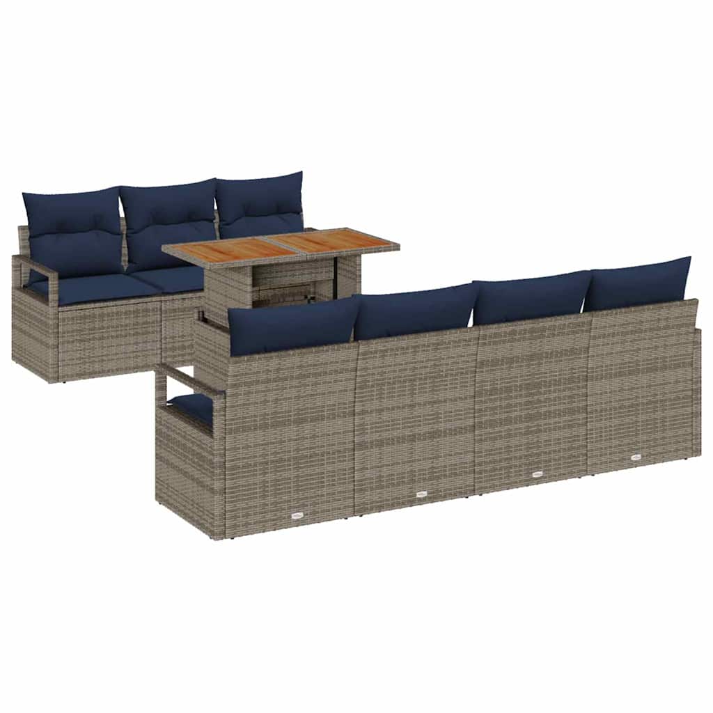 Tuin Sofa Set Met Kussen Met Kussen 8 Pcs En Blauw