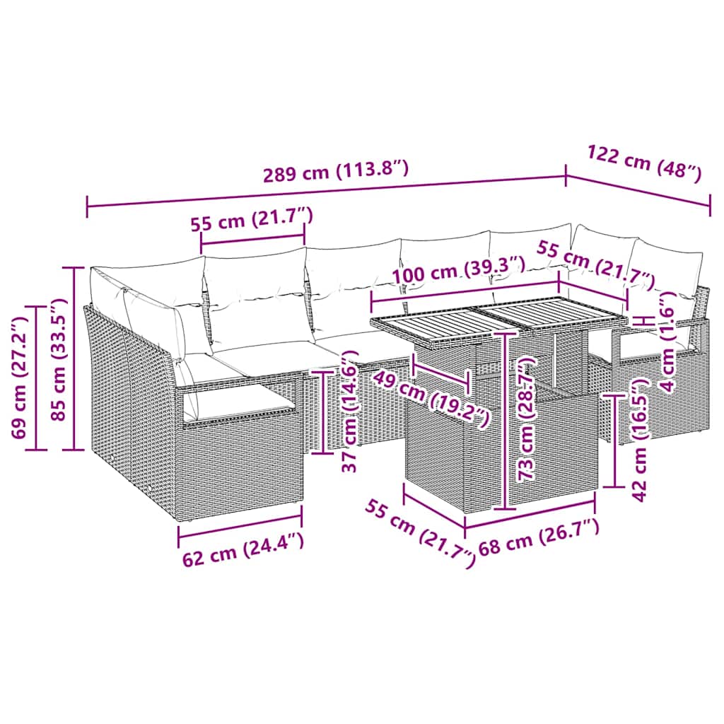 Tuin Sofa Set Met Kussen 8 Pcs