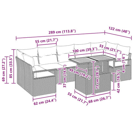 Tuin Sofa Set Met Kussen 8 Pcs En Bruin