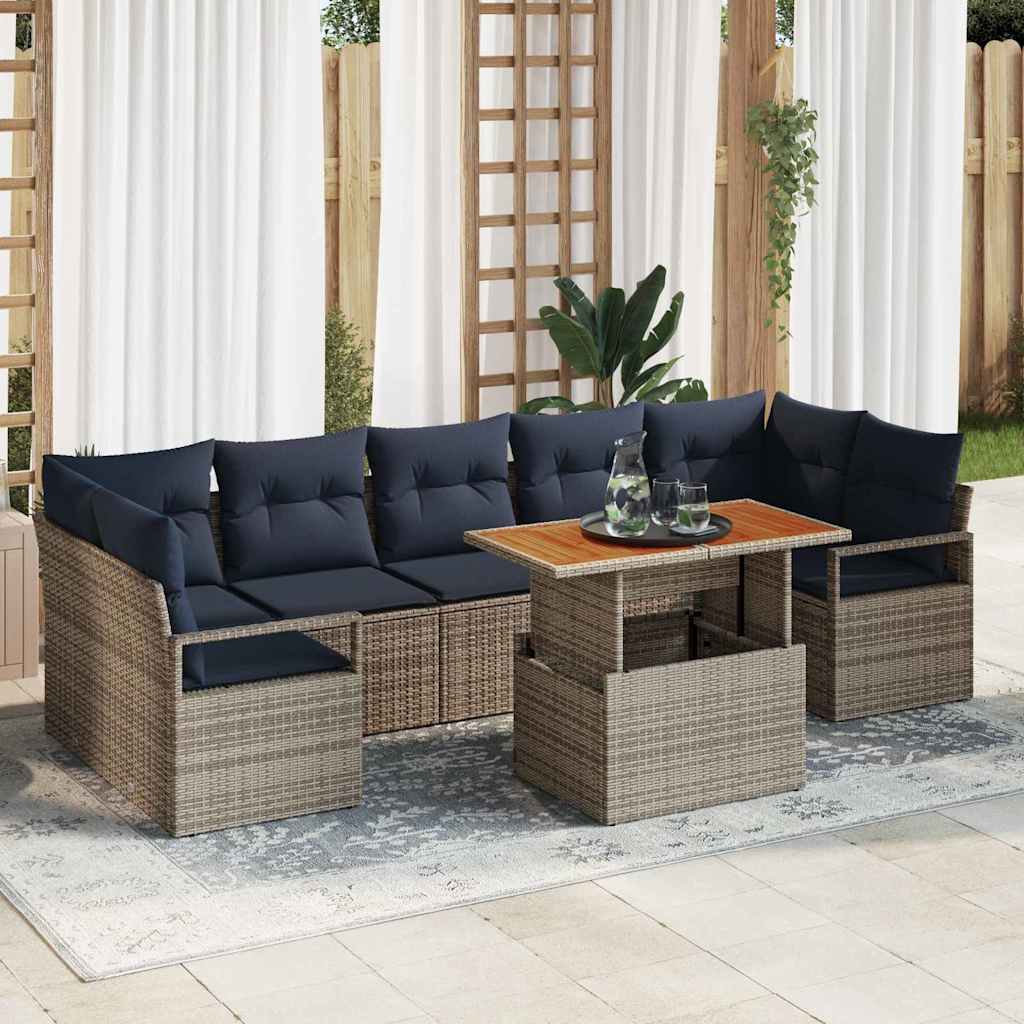 Tuin Sofa Set Met Kussen 8 Pcs En Marineblauw