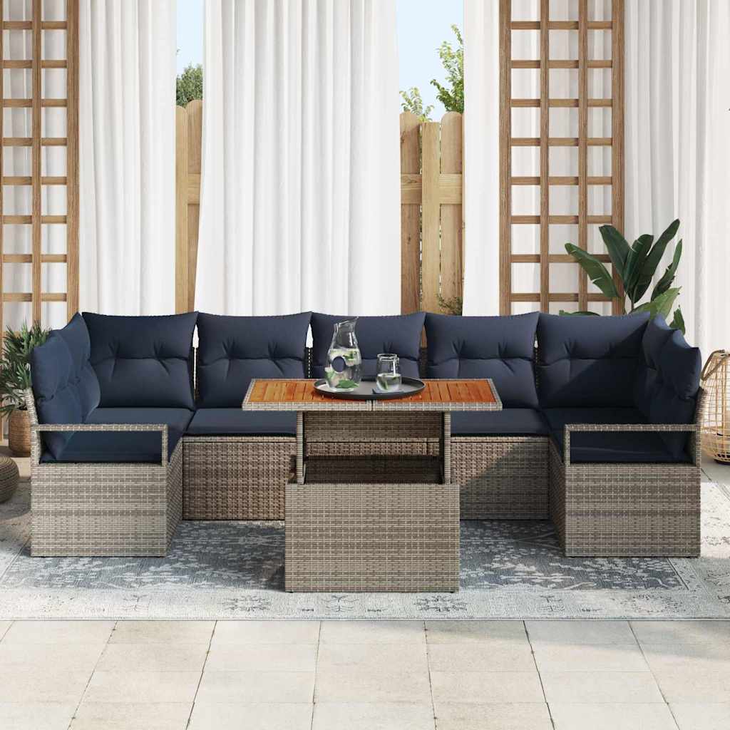 Tuin Sofa Set Met Kussen 8 Pcs En Marineblauw