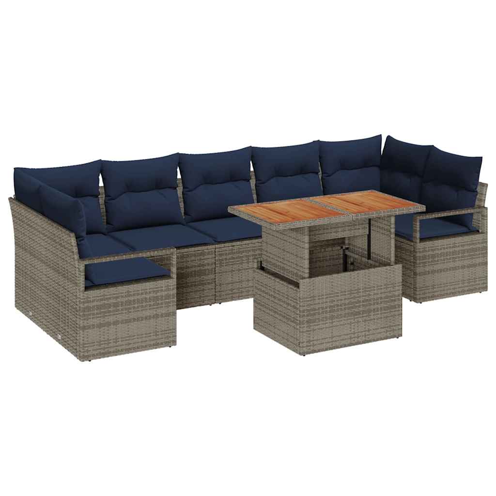 Tuin Sofa Set Met Kussen 8 Pcs En Marineblauw