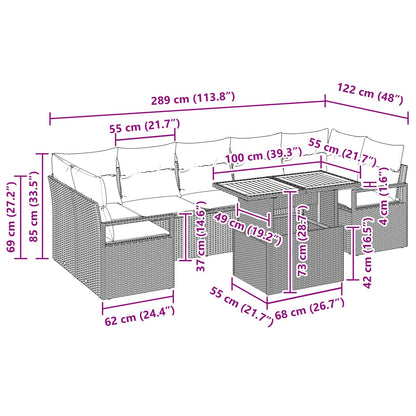 Tuin Sofa Set Met Kussen 8 Pcs En Marineblauw