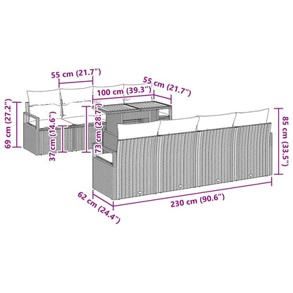Tuin Sofa Set Met Kussen Met Kussen 9 Pcs