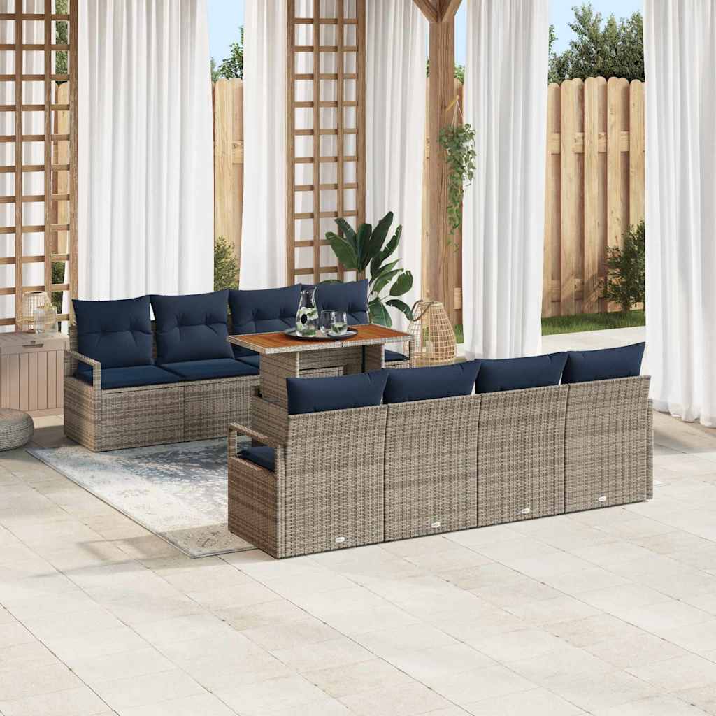 Tuin Sofa Set Met Kussen 9 Pcs En Marineblauw