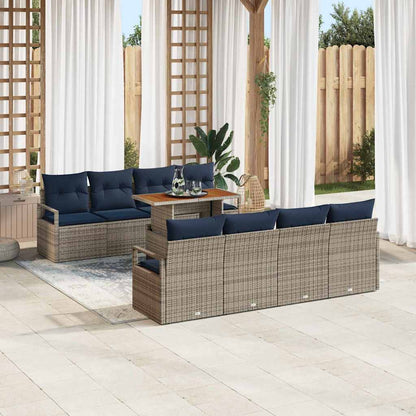 Tuin Sofa Set Met Kussen 9 Pcs En Marineblauw