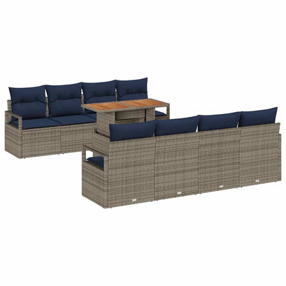 Tuin Sofa Set Met Kussen 9 Pcs En Marineblauw