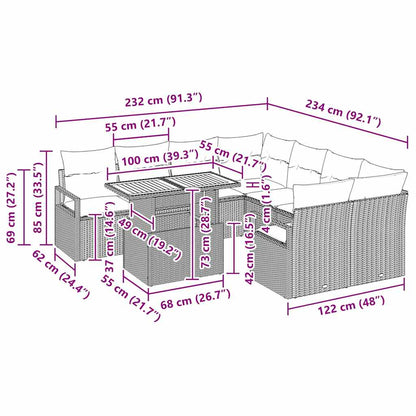 Tuin Eetset Met Kussen 9 Pcs