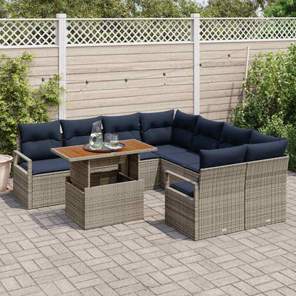 Tuin Eetset Met Kussen 9 Pcs En Marineblauw