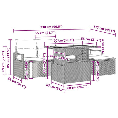 Tuin Eetset Met Kussen 6 Pcs
