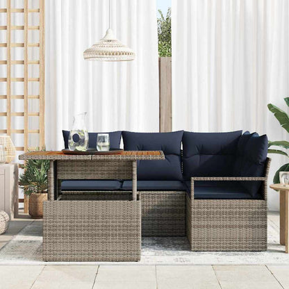 Tuin Eetset Met Kussen 5 Pcs En Marineblauw