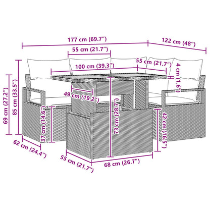 Tuin Eetset Met Kussen 5 Pcs En Marineblauw