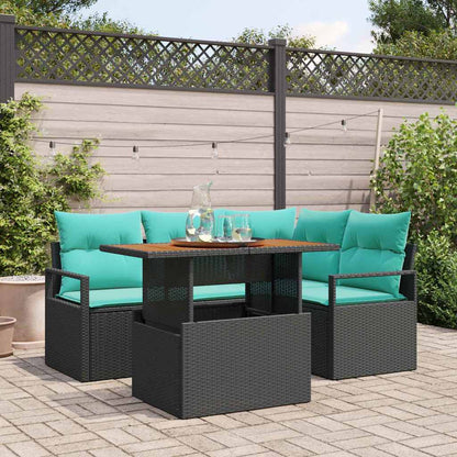 Tuin Eetset Met Kussen 5 Pcs En Marineblauw