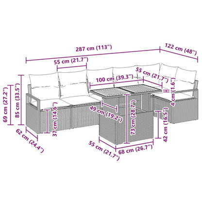 Tuin Eetset Met Kussen 7 Pcs