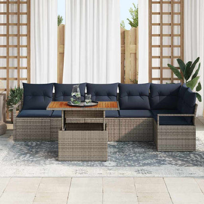 Tuin Eetset Met Kussen 7 Pcs En Marineblauw