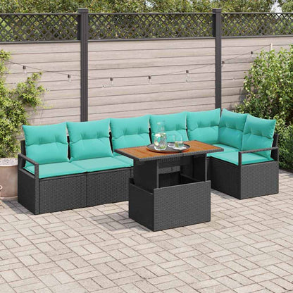 Tuin Eetset Met Kussen 7 Pcs En Marineblauw