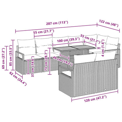 Tuin Sofa Set Met Kussen Met Kussen 9 Pcs