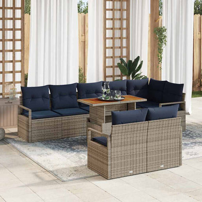 Tuin Eetset Met Kussen 9 Pcs En Marineblauw