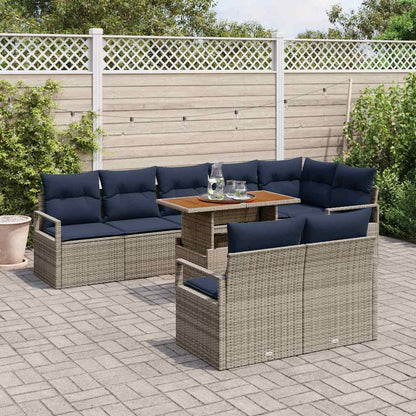 Tuin Eetset Met Kussen 9 Pcs En Marineblauw