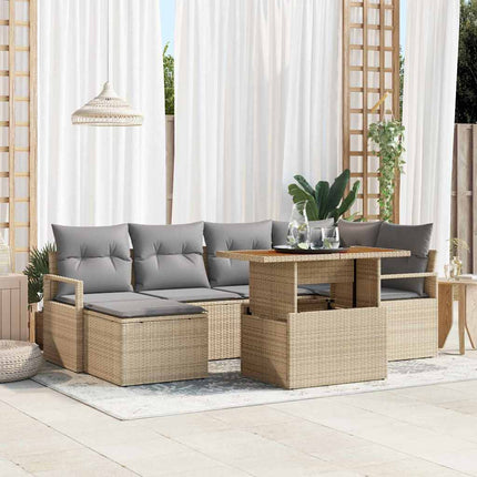 Tuinbankenset 7 St Beige Poly Rattan