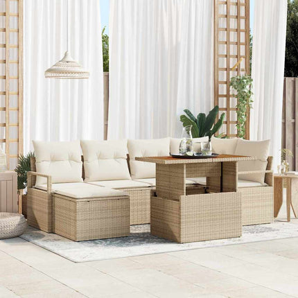 Tuinbankenset 7 St Beige Poly Rattan