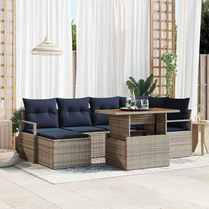 Tuin Eetset Met Kussen 7 Pcs En Marineblauw