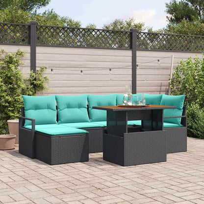 Tuin Eetset Met Kussen 7 Pcs En Marineblauw