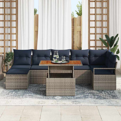 Tuin Eetset Met Kussen 8 Pcs En Marineblauw