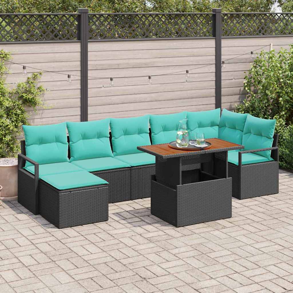 Tuin Eetset Met Kussen 8 Pcs En Marineblauw