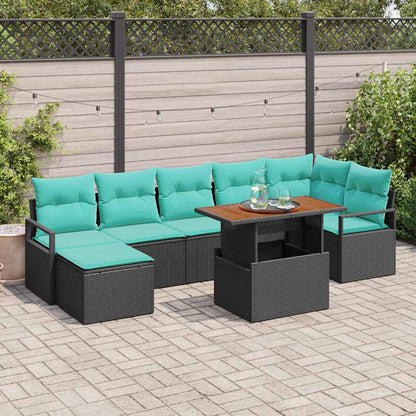 Tuin Eetset Met Kussen 8 Pcs En Marineblauw