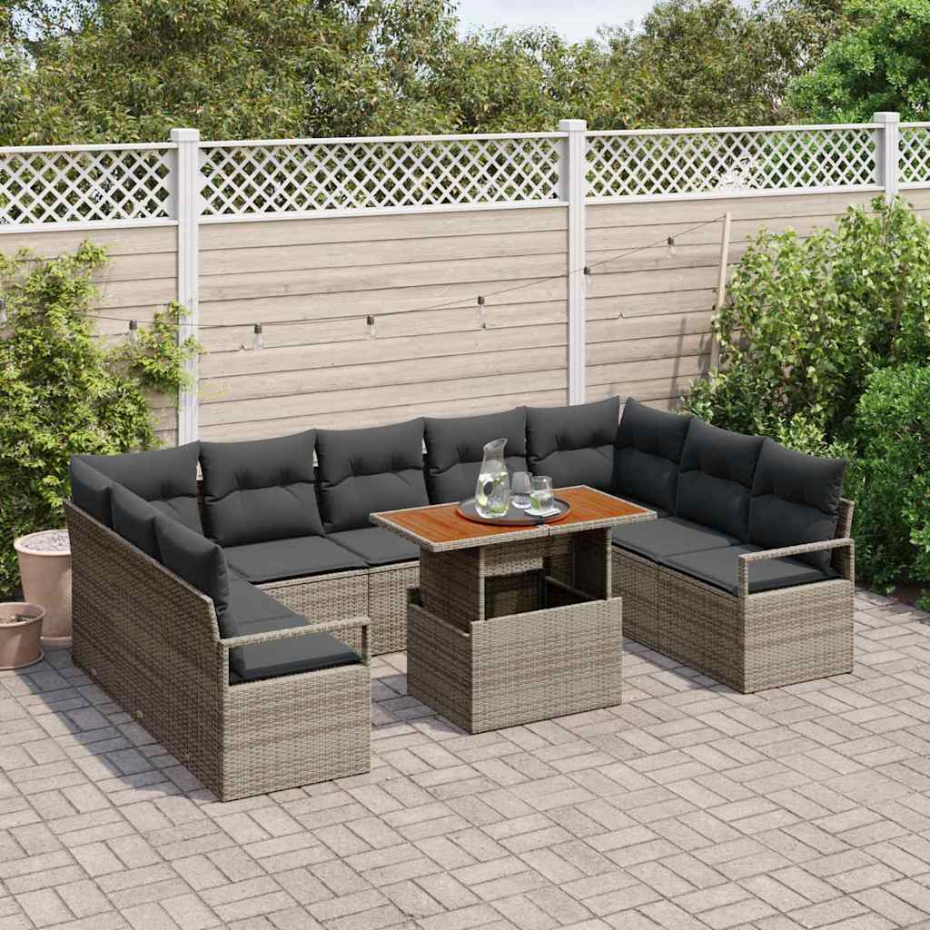 Tuin Sofa Set Met Kussen 10 Pcs En Bruin