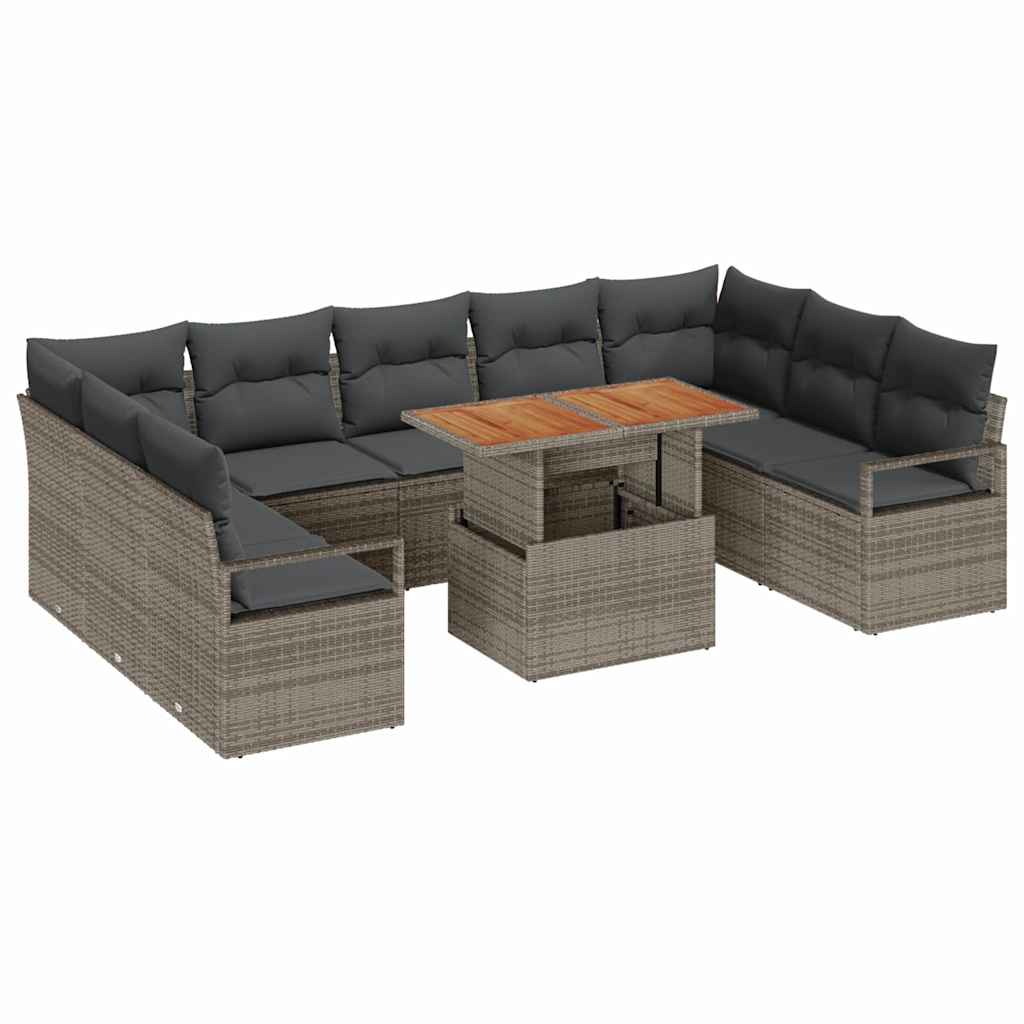 Tuin Sofa Set Met Kussen 10 Pcs En Bruin