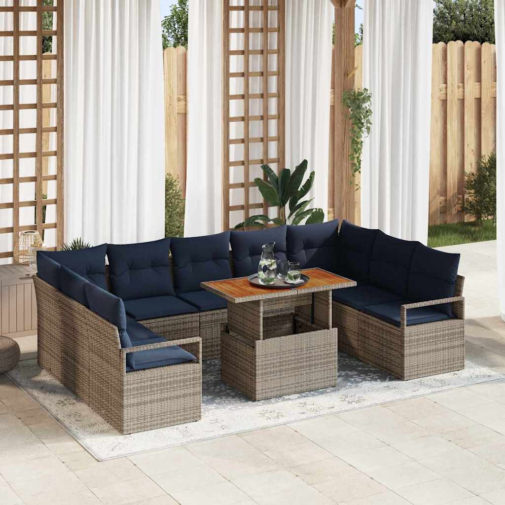 Tuin Sofa Set Met Kussen 10 Pcs En Marineblauw