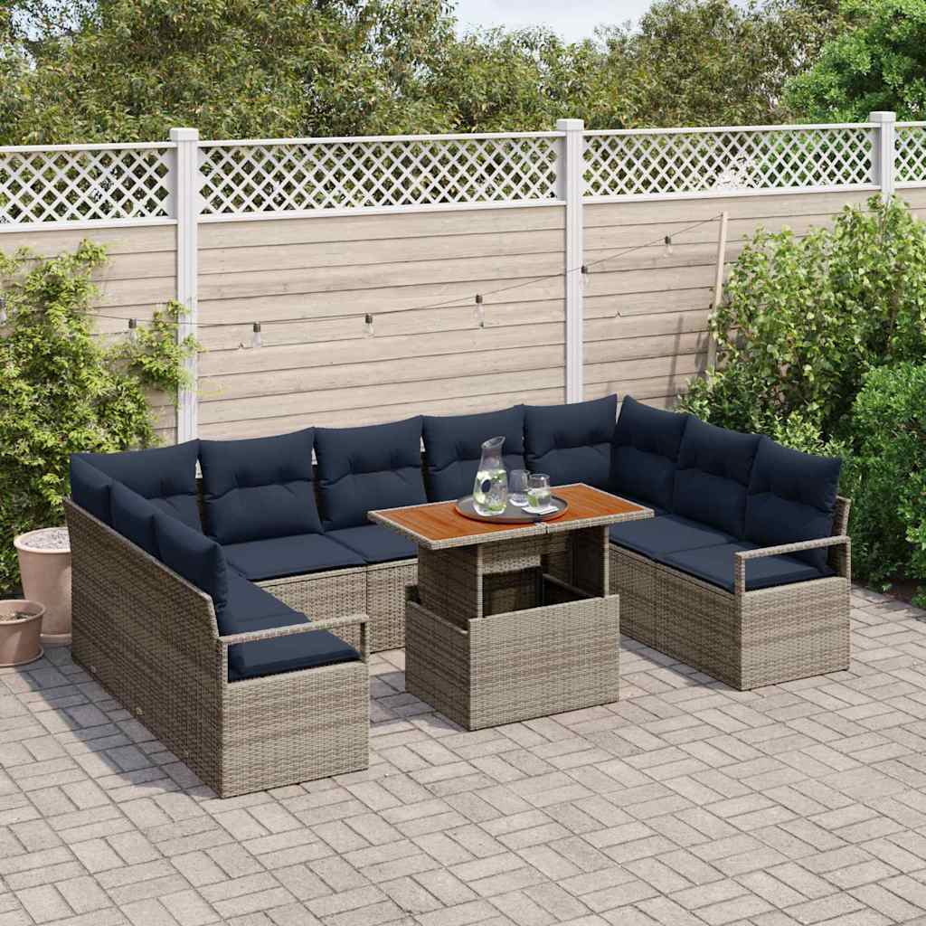 Tuin Sofa Set Met Kussen 10 Pcs En Marineblauw