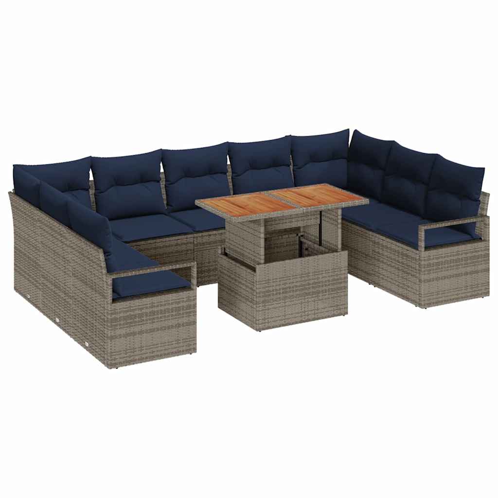 Tuin Sofa Set Met Kussen 10 Pcs En Marineblauw