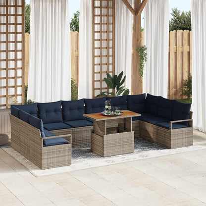 Tuin Eetset Met Kussen 11 Pcs En Marineblauw