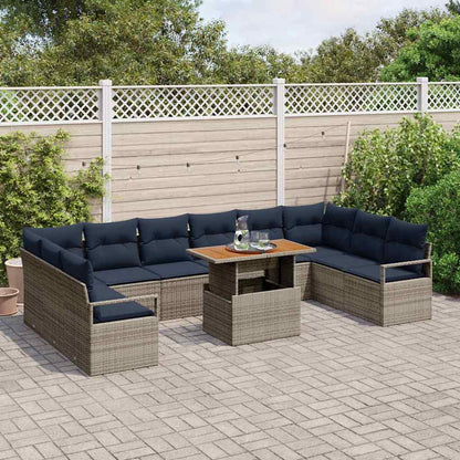 Tuin Eetset Met Kussen 11 Pcs En Marineblauw