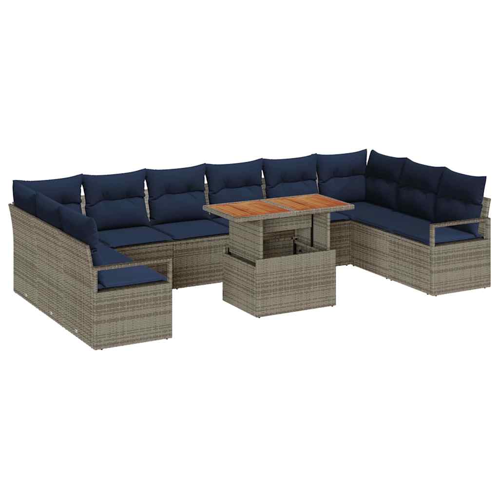 Tuin Eetset Met Kussen 11 Pcs En Marineblauw