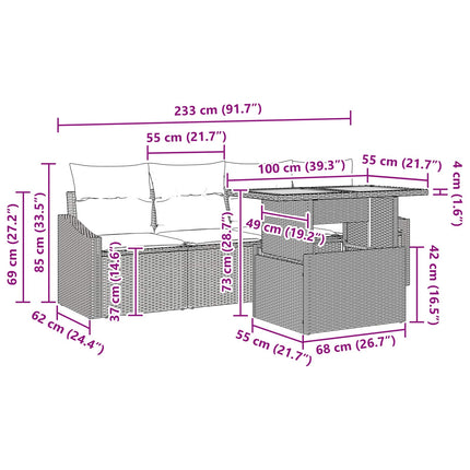 Tuin Sofa Set Met Kussen 5 Pcs En Blauwgroen