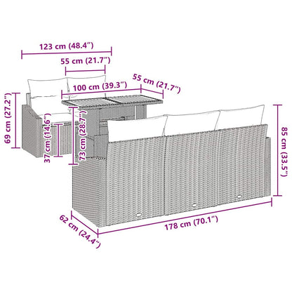 Tuin Eetset Met Kussen 6 Pcs