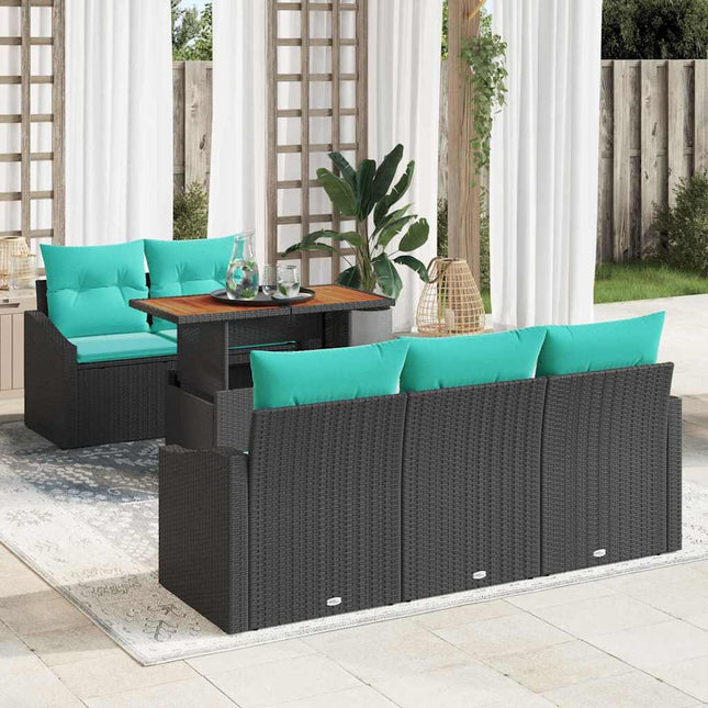 Tuin Eetset Met Kussen 6 Pcs En Blauwgroen