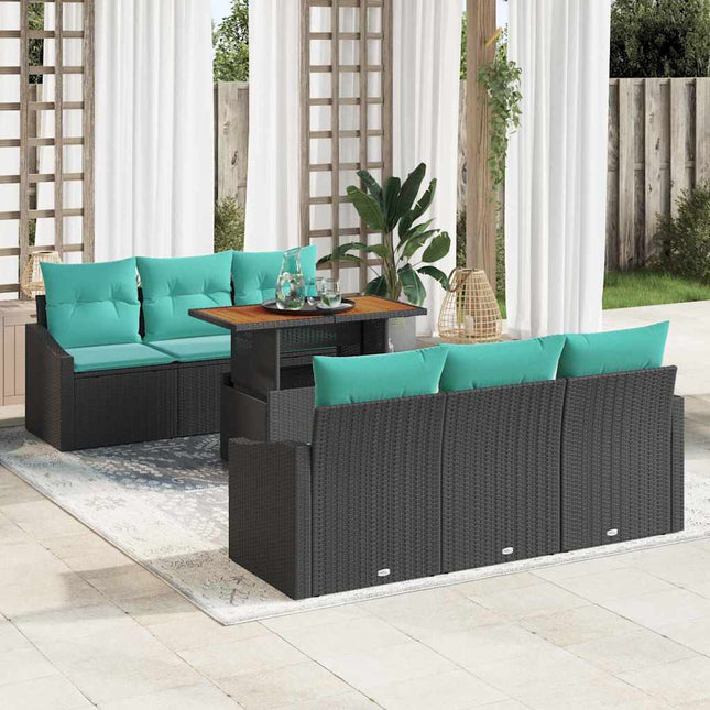 Tuin Eetset Met Kussen 7 Pcs En Blauwgroen