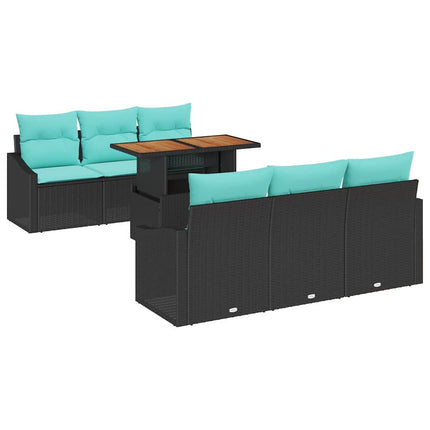 Tuin Eetset Met Kussen 7 Pcs En Blauwgroen