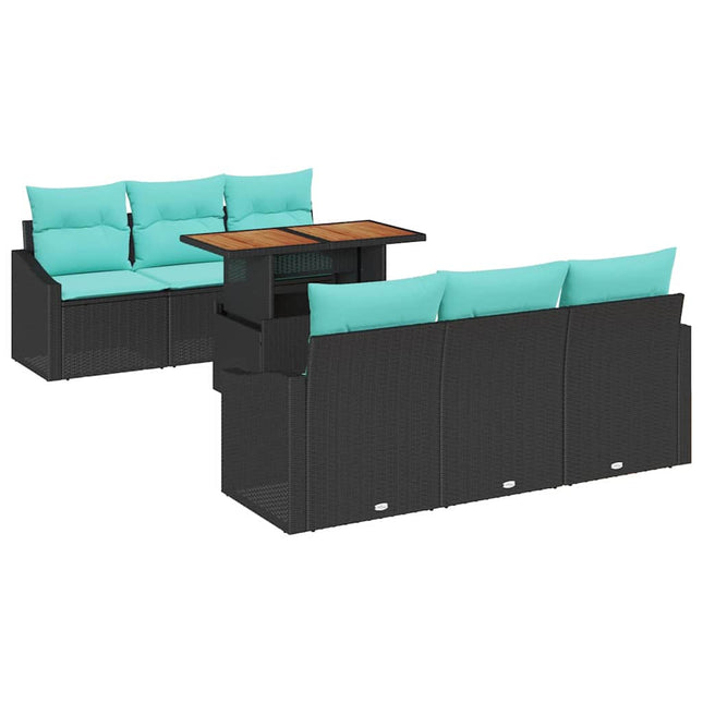 Tuin Eetset Met Kussen 7 Pcs En Blauwgroen