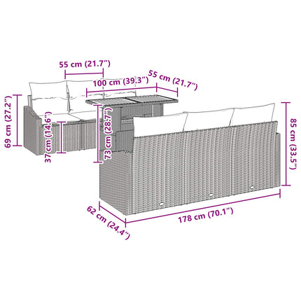 Tuin Eetset Met Kussen 7 Pcs En Blauwgroen